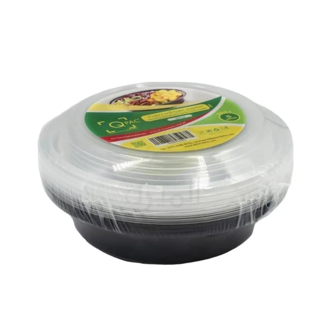 Qpac Microwavable Black Base Containers with Lids 16 oz RO16
