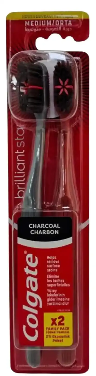 Colgate Bril Star Charcoal Toothbrush 2 Pieces