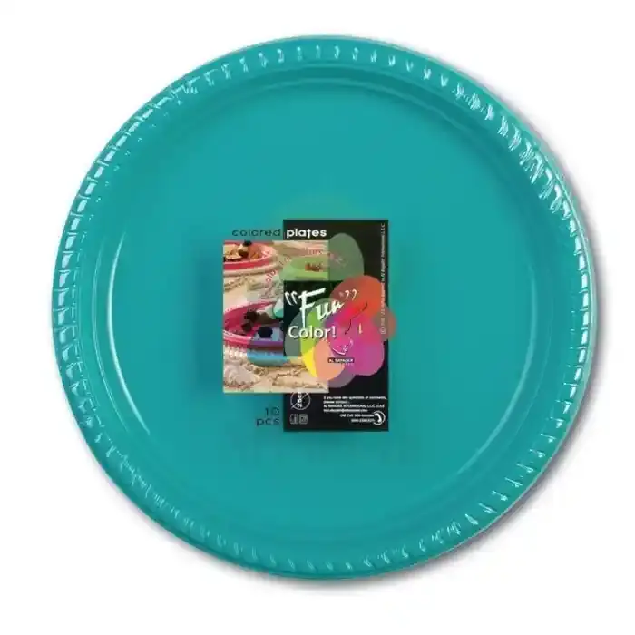 Fun Plastic Colored Plate Turquoise 25Cm 10 Pieces