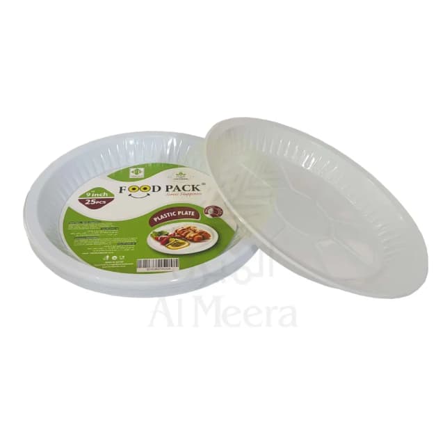 Food Pack Plastic Round Plate 22cm 25 Pcs