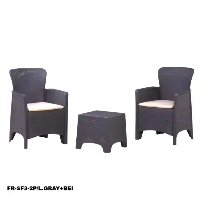 FNR INJ SOFA L.GRY+BEI CUSHION SF3-2P