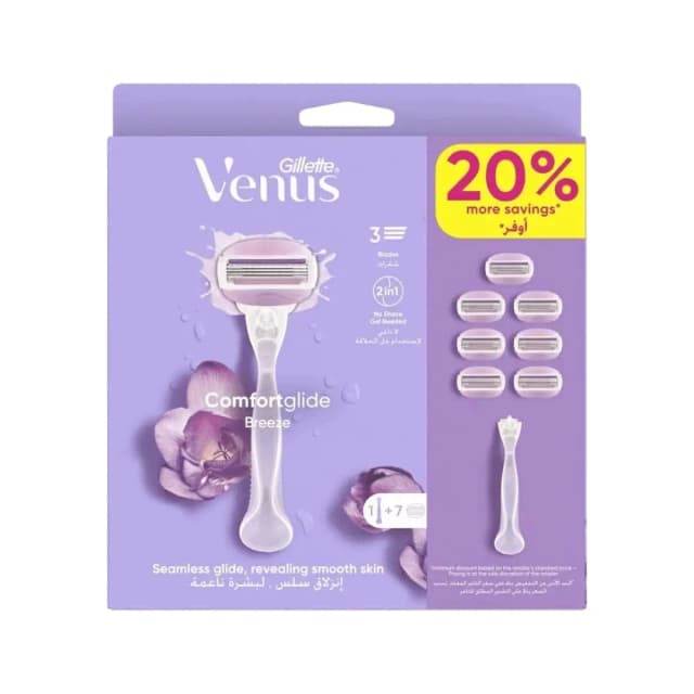 Gillette Razor Venus Breeze ComfortGlide 1 Handle + 7 Blades