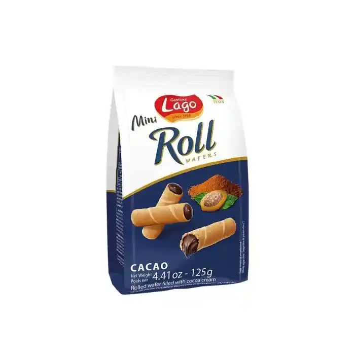 Lago Mini Roll Cocoa Wafers 125g