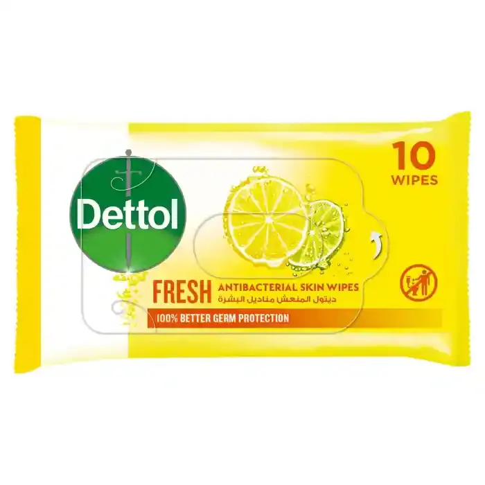 Dettol Fresh Antibacterial Skin Wipes 10 Pcs
