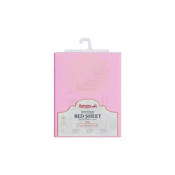 Rankoussi King Fitted Bed Sheet with P.Case pink 200X200X252Cm