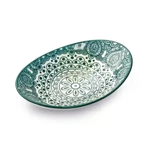 Che Brucia Oval Bowl Green Arabics 7Inch D03-067