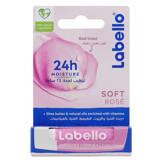 Labello Lip Balm Soft Rose Lip Balm with Shea Butter Natural Oils and Vitamins Lip Care 4.8g