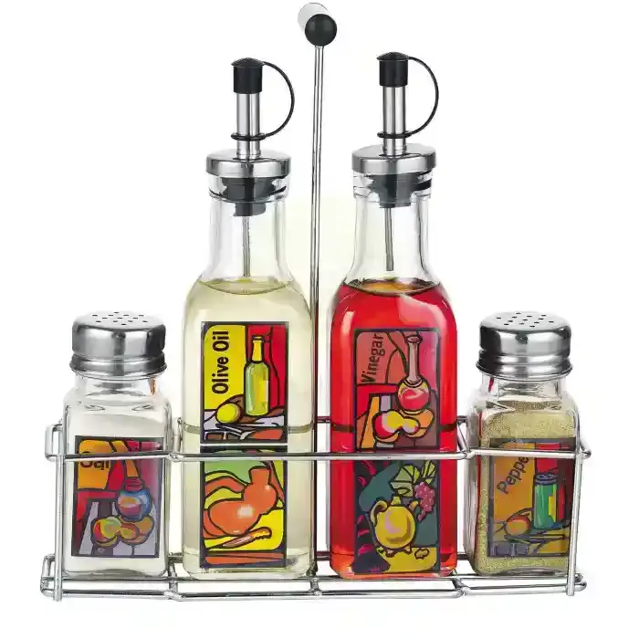 Royal Blue Glass Oil & Vinegar Set 4Pcs H3068 Ryb103Hhl00774