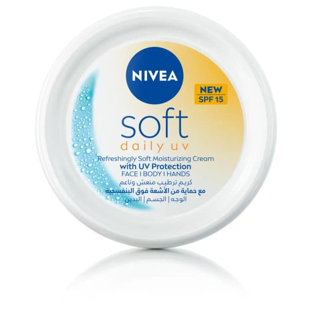 Nivea Soft Daily UV Protection with SPF15 Moisturizing Cream for Body Hand and Face Jar 100ml