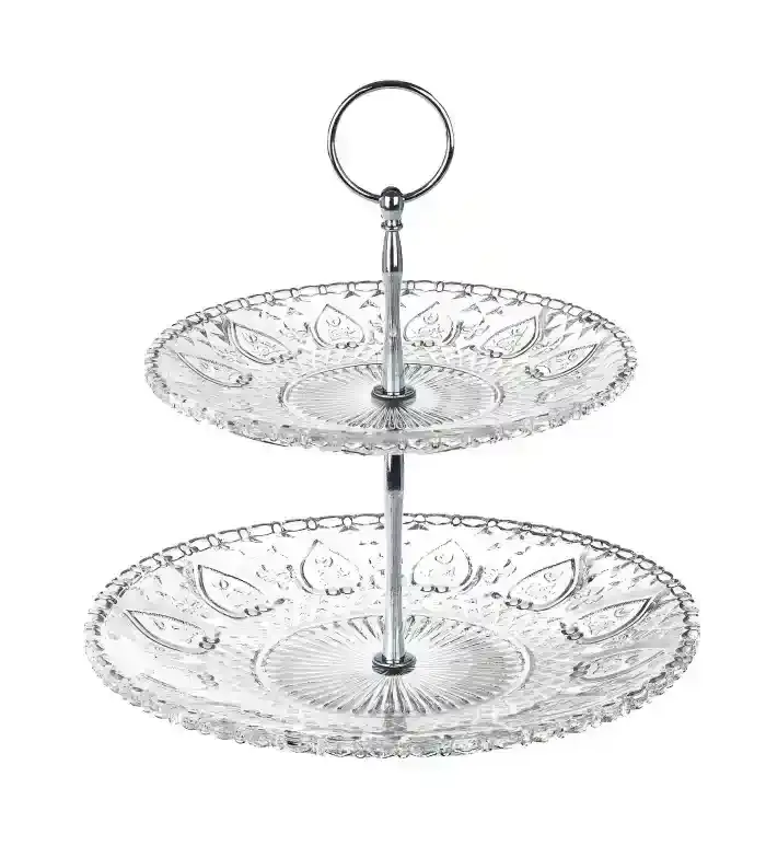 Ryb Glass 2Lyr Cake Plate Set H20830014