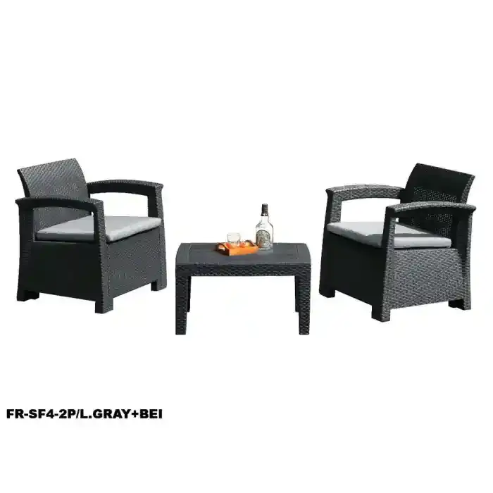 FNR INJ SOFA L.GRY+BEI CUSHION SF4-2P