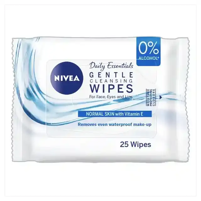 Nivea 3-in-1 Gentle Cleansing Face Wipes with Vitamin E for Normal Skin 25 Wipes