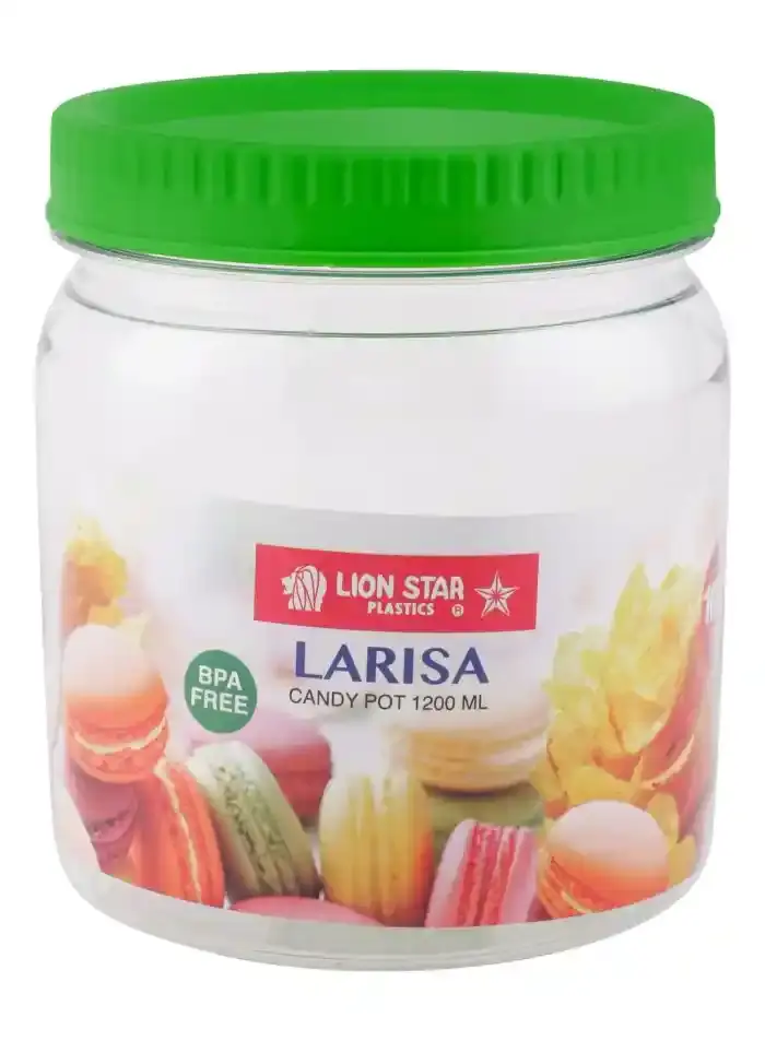 Lion Star Larisa 1.2L Plastic Candy Pot with Green Lid - BPA free, 1 Piece
