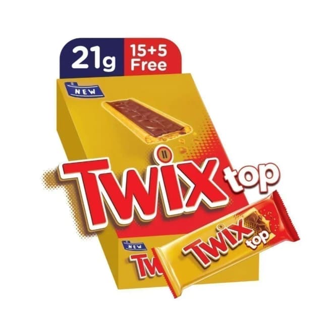 Twix Top Single Coated Biscuit 21gx20 Pieces