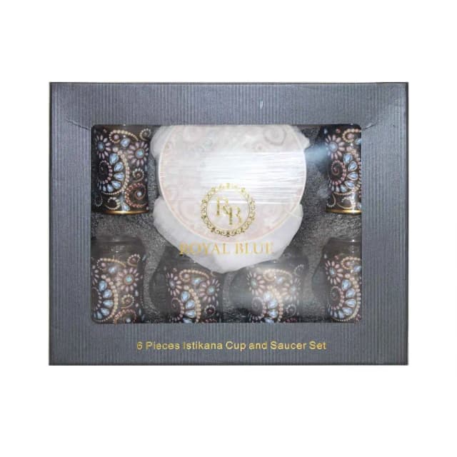 Royal Blue Istikana Cup & Saucer 6 pcs Set
