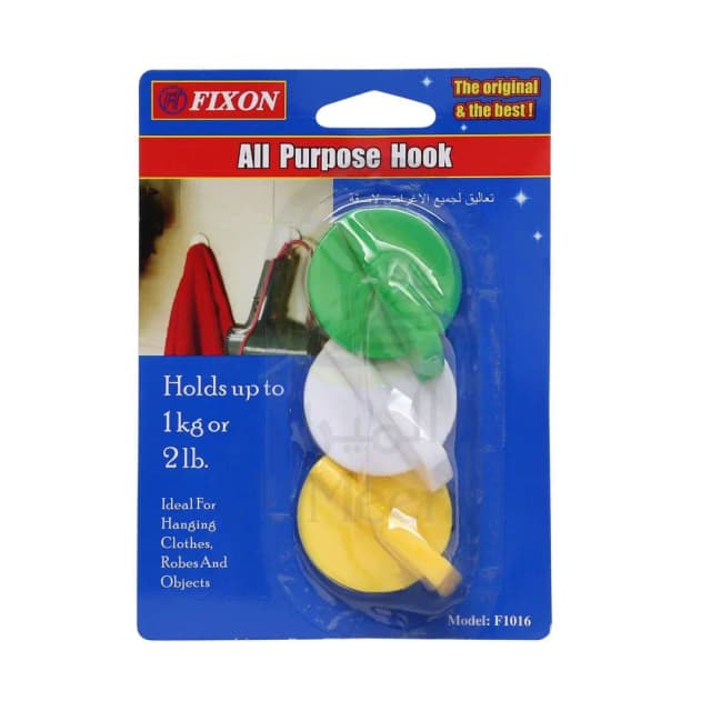 Fixon Adhesive All-Purpose Hooks 3 Pcs
