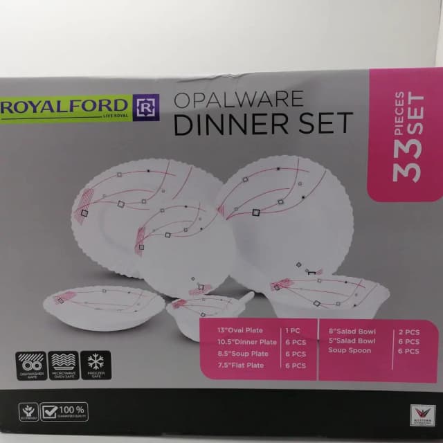 RoyalFord Opal Ware Dinner Set 33-Piece 983