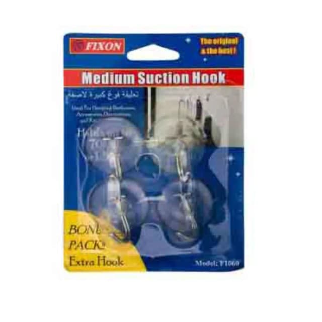 Fixon Rex 1060 Medium Suction Hook Metal 4 Pcs