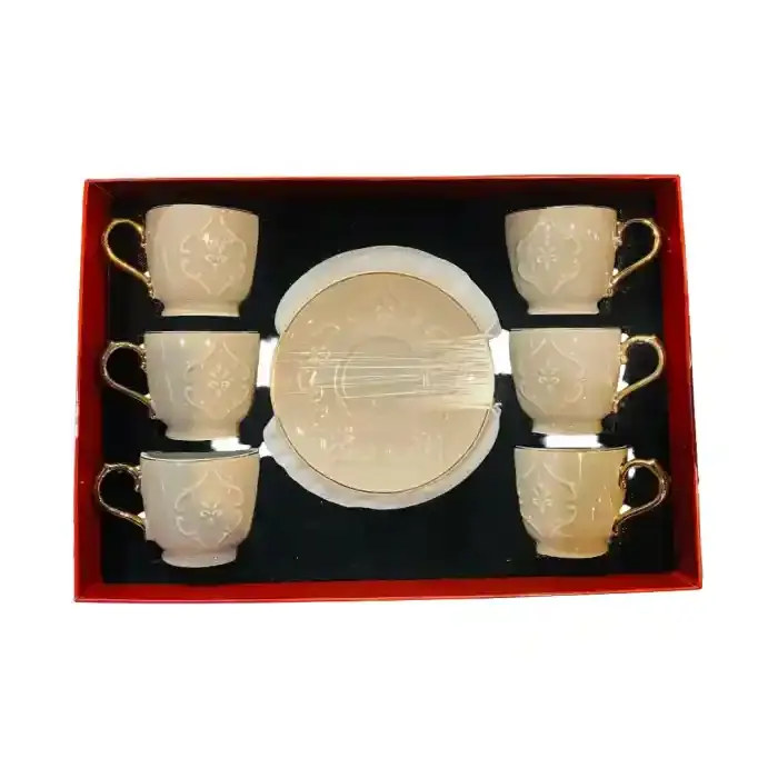 Rose Coffee Cups & Saucers Set Brown