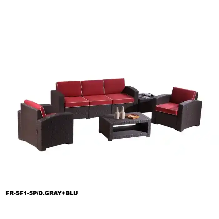 FNR INJ SOFA D.GRY+BLU CUSHION SF1-5P