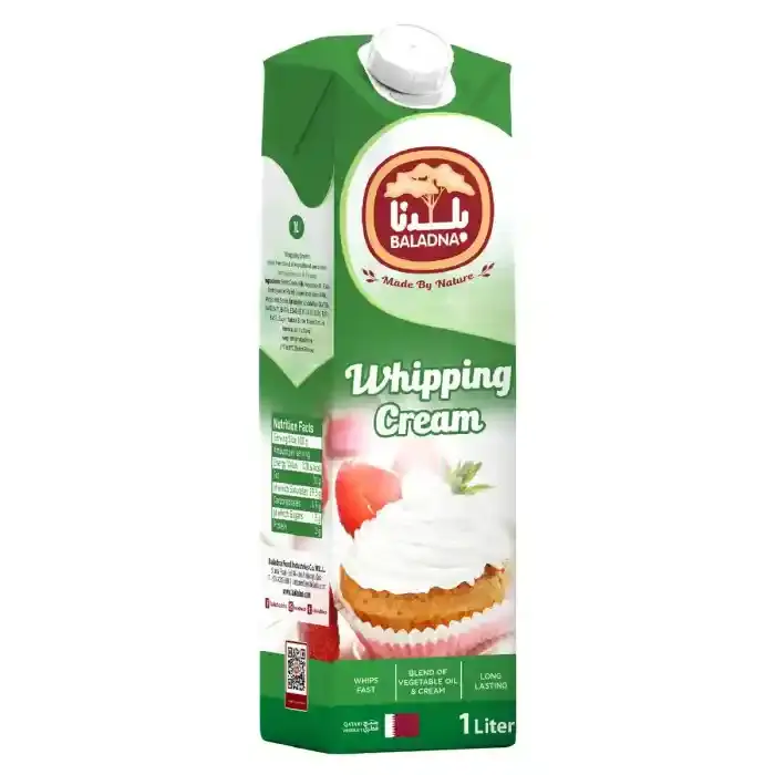 Baladna Full Fat Whipping Cream with Vegetable Oil 1 L