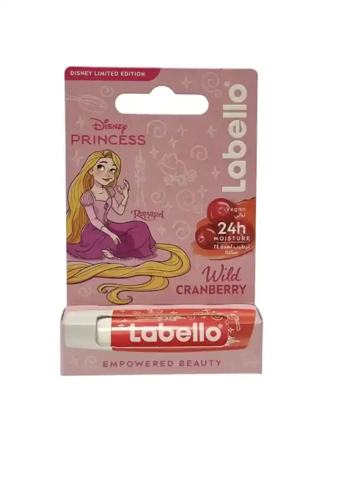 Labello Disney Princess Rapunzel Lip Balm for Kids Wild Cranberry Flavor 24H Moisture for 3+ Year Kids Vegan 4.8g