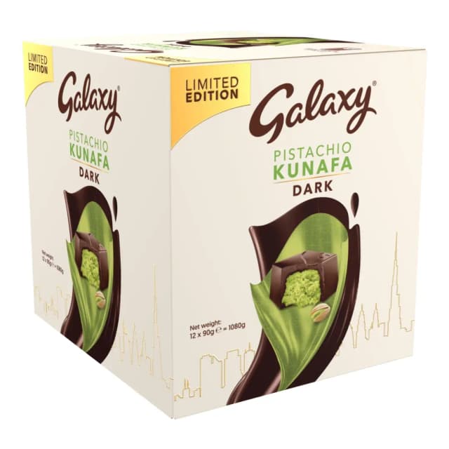 Galaxy Kunafa Dark Chocolate Pistachio 90 g x 12