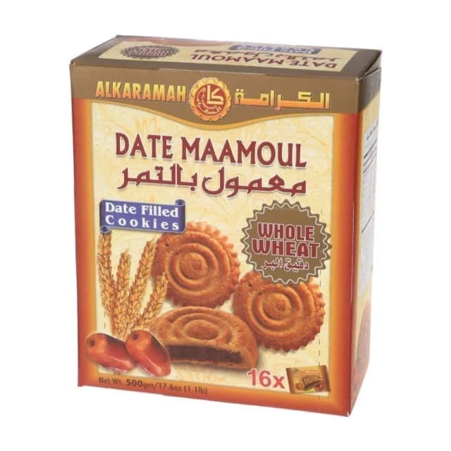 Alkaramah Date Filled Whole Wheat Maamoul Cookies 500g (16 Pcs)