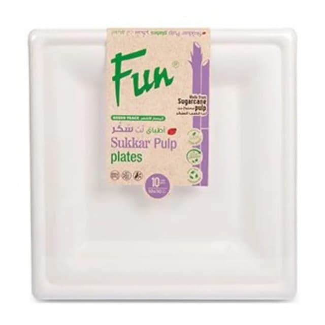 Fun Plate Square Bio Moulded Fibre 10" x 10" 10 pc