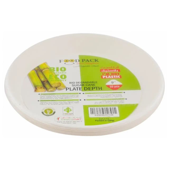 Food Pack Plate Biodegradable & Eco-Friendly Depth 9" 10 pc