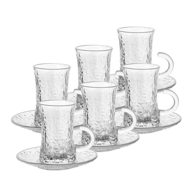 True Up Glass Tea Cup & Saucer 12 pc Set 04634
