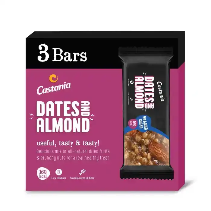 Castania No Added Sugar Dates & Almond Bars, 3x35g
