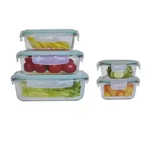 Click Lock Glass Food Cont Set 10Pcs