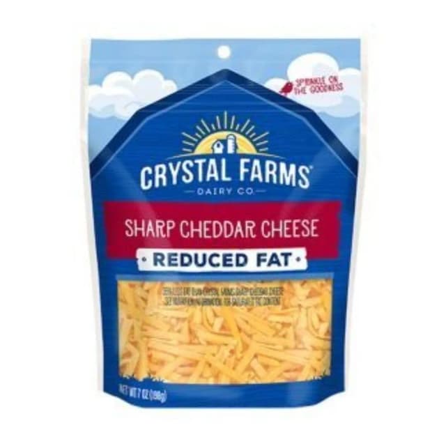 Crystal Farms Cheese Cheddar Sharp Reduced Fat Shredded 198 g