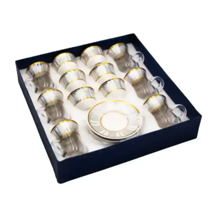 Al Rahal Glass Tea Cups Set 18-Piece Silver