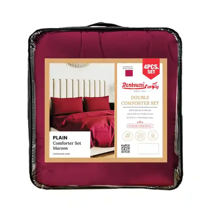 RANKOUSSI DOUBLE BEDDING SET 4PCS MAROON