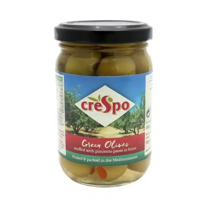 Crespo Green Olives Stuffed with Pimiento Paste in Brine, 198g