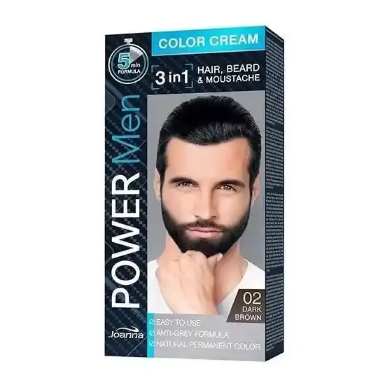 Joanna Power Men 3in1 Color Cream - Dark Brown 02, Poland, 1 Pack