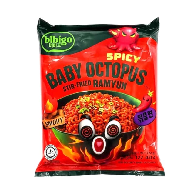 Bibigo Spicy Baby Octopus Flavour Stir Fried Ramyun Noodles 122g