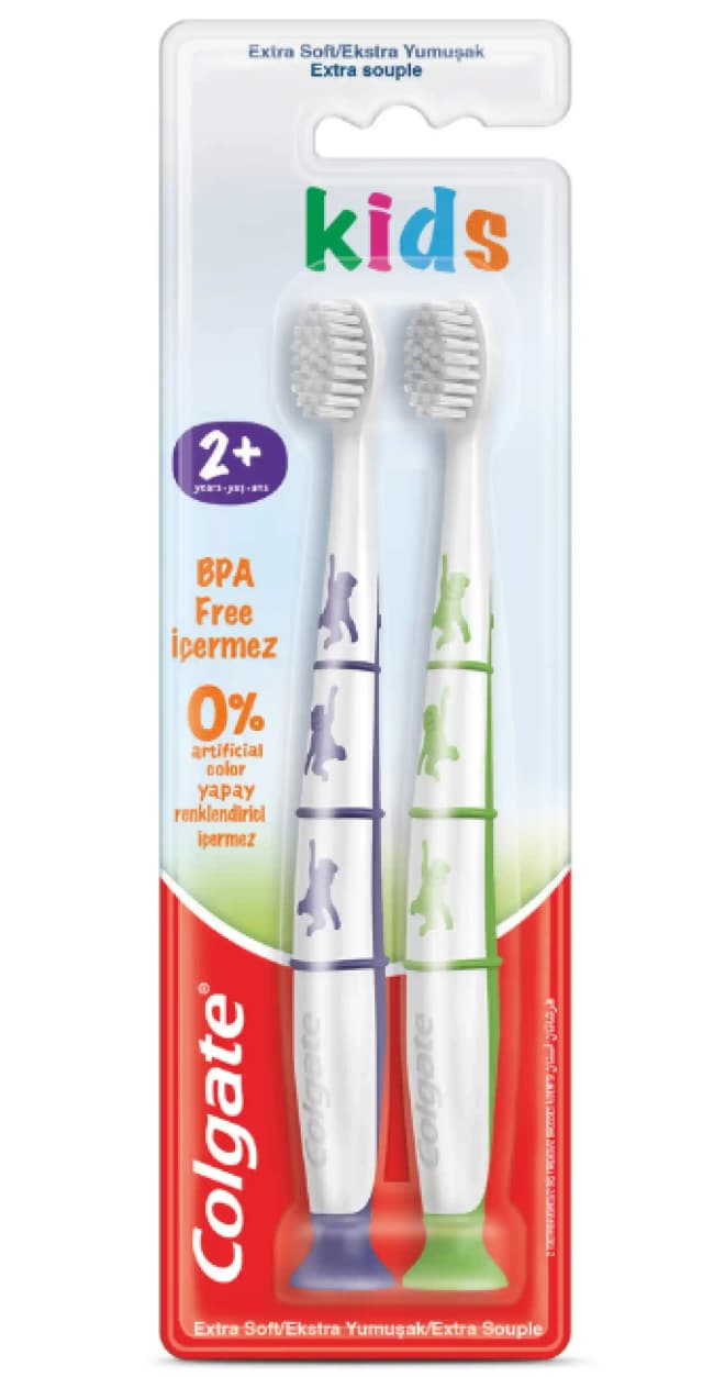 Colgate Kids BPA-Free Extra Soft Toothbrush for 2+ Years 2 Pieces