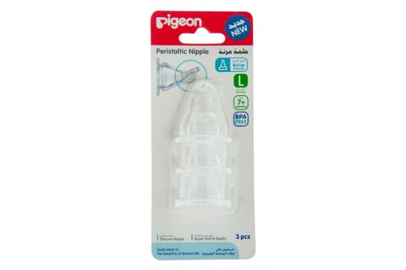 PIGEON L-HOLE PERISTALTIC SILICONE NIPPLE 3PCS
