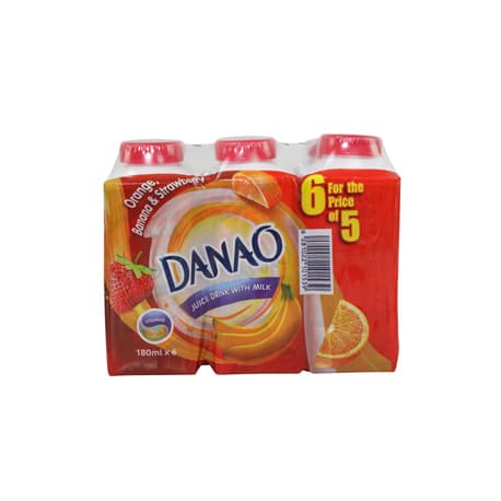 DANAO ORANGE, BANANA & STRAWBERRY MILK 6x180ML