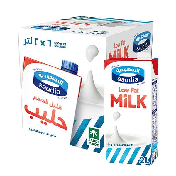 SAUDIA LOW FAT UHT MILK 6X2 LTR