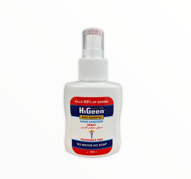 HIGEEN FRAGRANCE FREE HAND SANITIZER SPRAY 100ML
