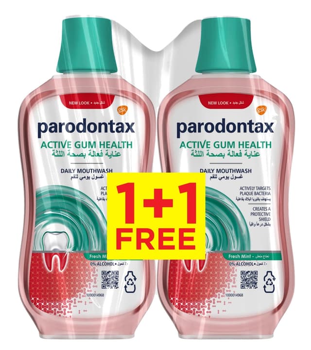 PARODONTAX M/WASH DAILY GUM CARE MINT 2X500ML 1+1