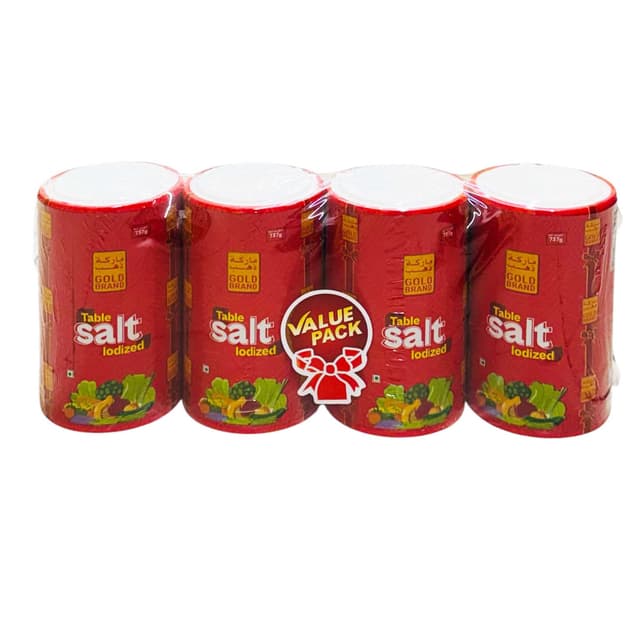 GOLD IODIZED TABLE SALT PLAS CONT. ASST 4X737 GR