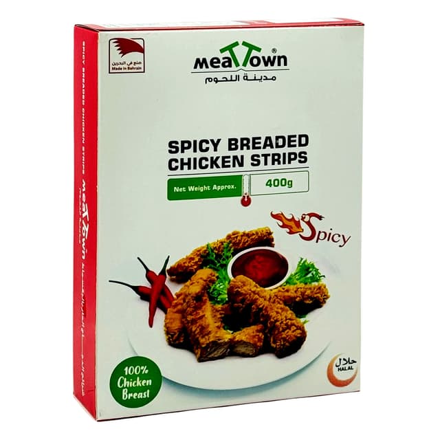 MEAT TOWN BREADED SPICY CHICKEN STRIPS 400GM