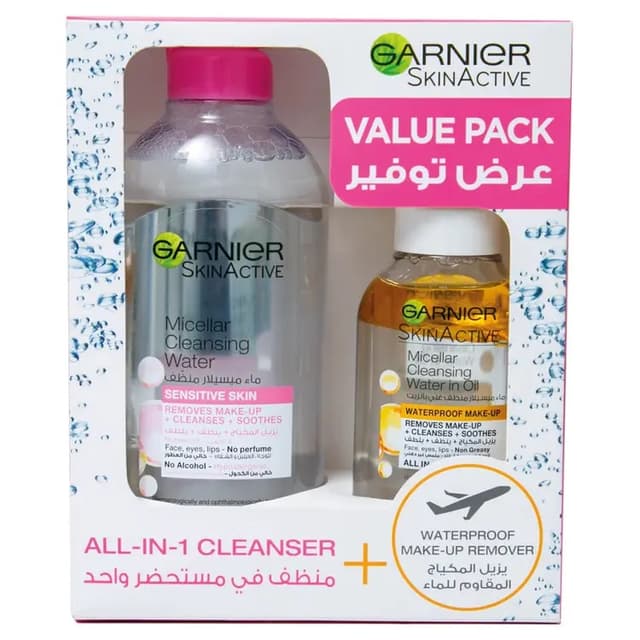 GARNIER MICELLAR CLEANSING WATER 400ML+WATER IN OIL 100ML