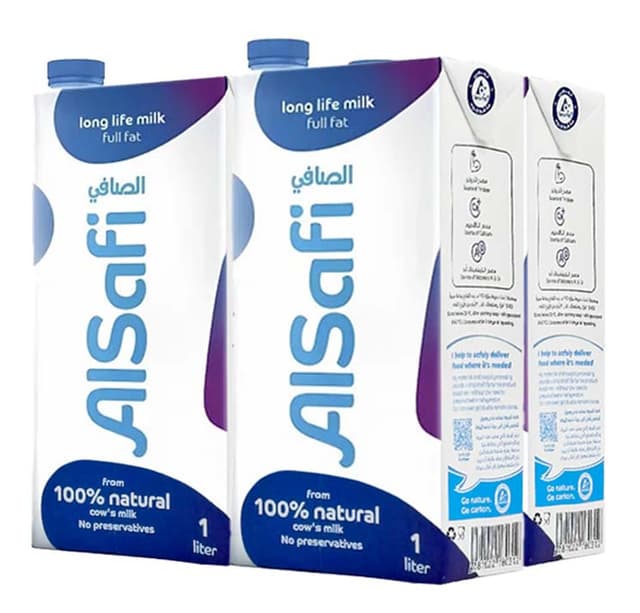 ALSAFI LONG LIFE MILK FULL FAT 4 x 1LTR