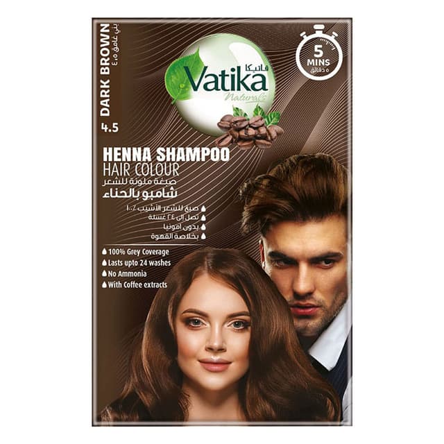 VATIKA HENNA SHAMPOO HAIR COLOUR DARK BROWN 20ML